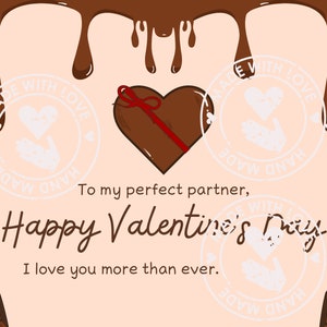Chocolat, Joyeuse Saint-Valentin, Saint-Valentin, gâteau, panneau découpé, carte unique de la Saint-Valentin, téléchargeable, imprimable, amour, cœur