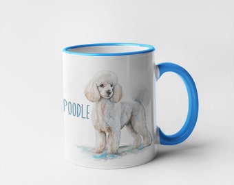 Poodle Dog Personalised Mug Cup - Dog Watercolour Art - Dogs Collection - Dog Gift Idea - Matching Items Available!