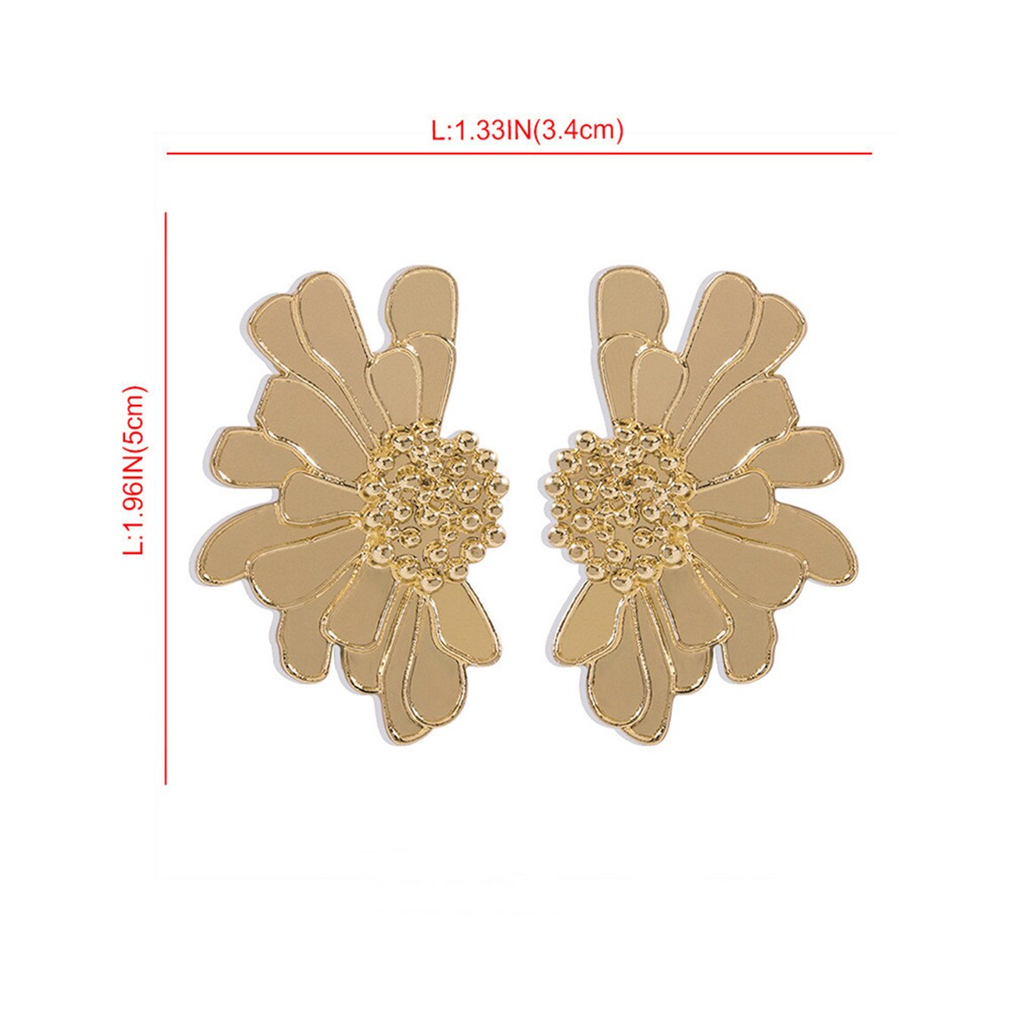 18k Gold Flower Stud Earring Oversized Gold Stud Earrings Etsy UK