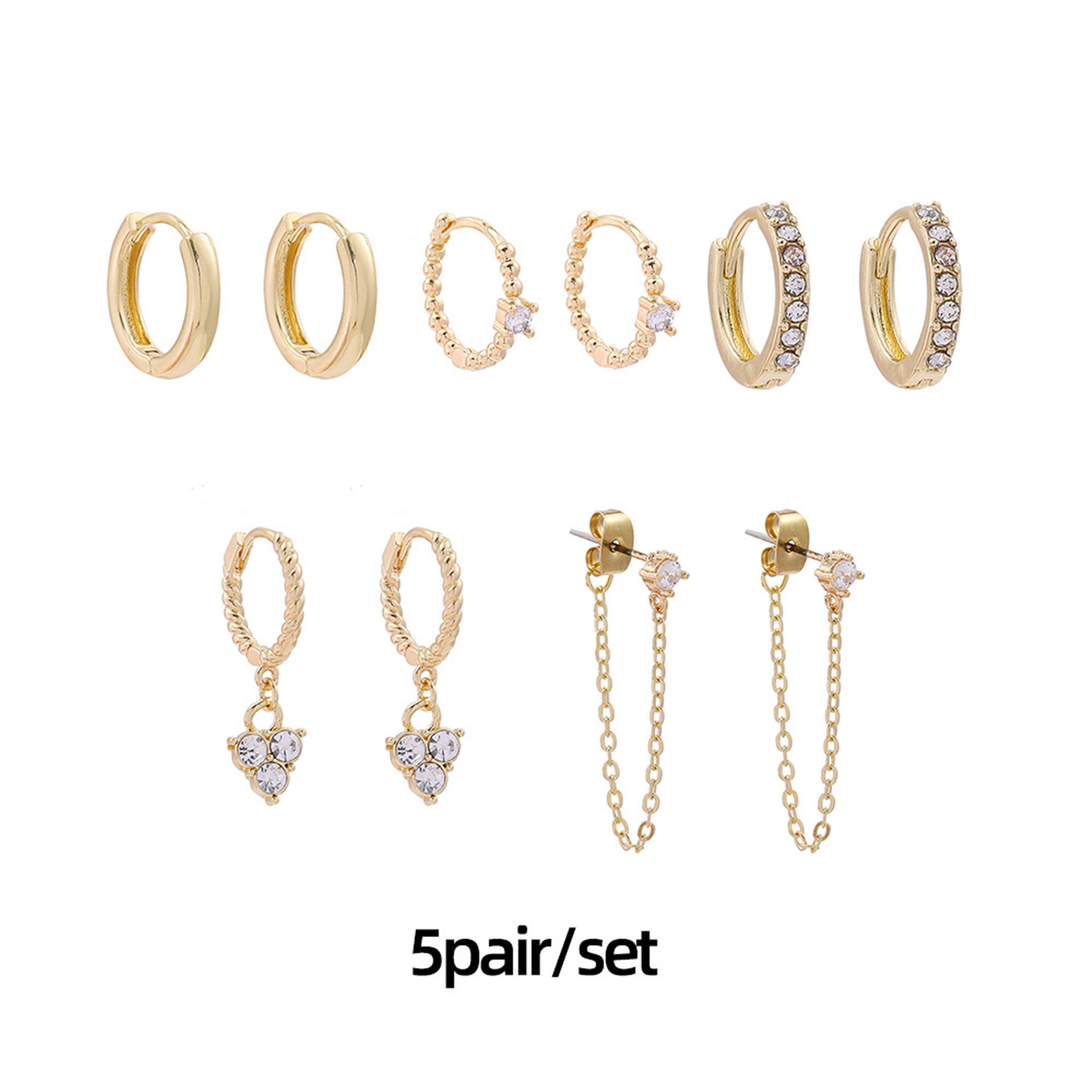 Gold Earring Set Everyday Earrings Minimal Earring Huggie Etsy UK