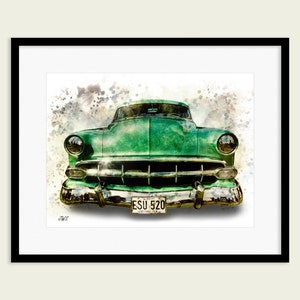 1954 Chevy Bel Air Art Print: Classic American Car Wall Decor (Digital Download)