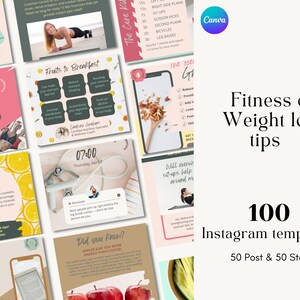 Fitness Instagram Template | Instagram Story Templates | Canva Template | Personal Trainer | Health Coach | Wellness Coach