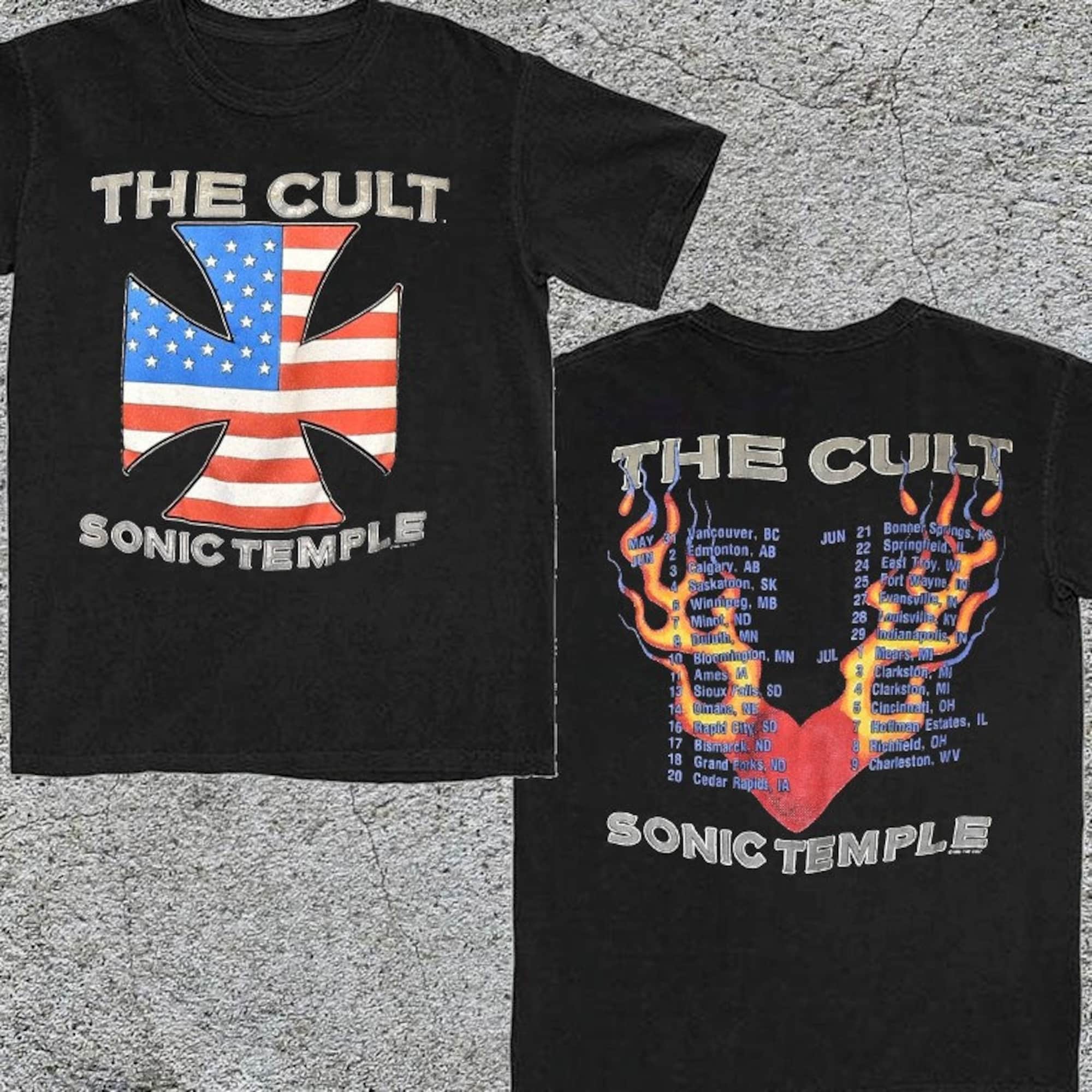 80s The Cult Sonic Temple Concert 1989 Tour T-Shirt, The Cult 1989 Tour Shirt