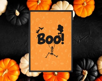 Orange Boo Print, Halloween Decor, Horror Gift, Horror Decor, Horror Print, Spooky Decor, Spooky Art, Halloween Art, Halloween