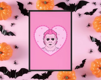 Impresión inspirada en Halloween de Michael Myers, decoración de Halloween, regalo de terror, decoración de terror, impresión de terror, decoración espeluznante, arte espeluznante