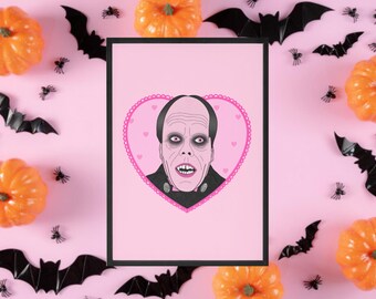 Phantom Of The Opera Inspired Print, Halloween, Horror, Horror Decor, Horror Print, Spooky Decor, Horror Movies, Horror Art, Pink Horror