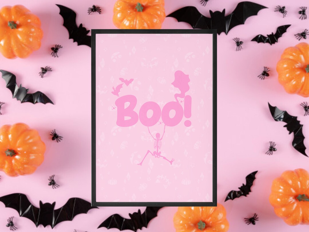 Pink Boo Typography, Halloween Decor, Horror Gift, Horror Decor, Horror ...