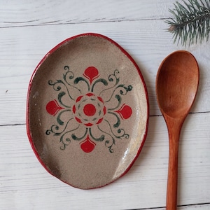ceramic spoon holder, ceramic spoon rest, ceramic spoon plate,pottery spoon rest,large spoon rest, Christmas gift