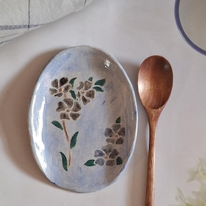 ceramic spoon holder, ceramic spoon rest, ceramic spoon plate,pottery ,handmade ceramic plate