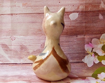 small Colorful handmae ceramic cat, pottery cat décor, ceramic animl sculptureal,  cat lovers gift, pottery cat statue