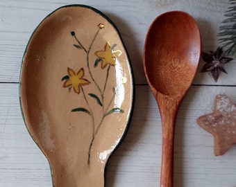 small spoon holder, ceramic spoon holder, ceramic spoon rest, ceramic spoon plate,pottery spoon rest