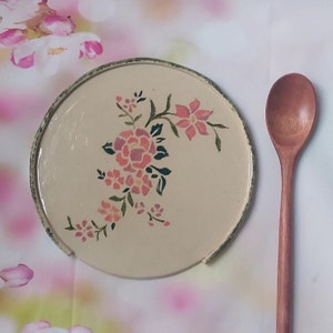flowers spoon holder, ceramic spoon holder, ceramic spoon rest, ceramic spoon plate,pottery spoon rest,large spoon rest,