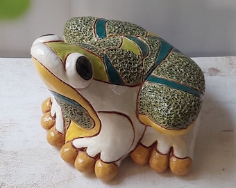 Handmade Ceramic Frog Figurine, Animal Sculpture, Frog Decor