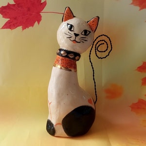 Keramikkatzenskulptur, Katze, Katzendekor, Katzenliebhaber Geschenk, Keramikkatzenstatue