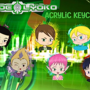 May include: Six colorful acrylic keychains featuring characters from the animated series Code Lyoko. The characters are depicted in a chibi style with large heads and small bodies. The keychains are perfect for fans of the show.