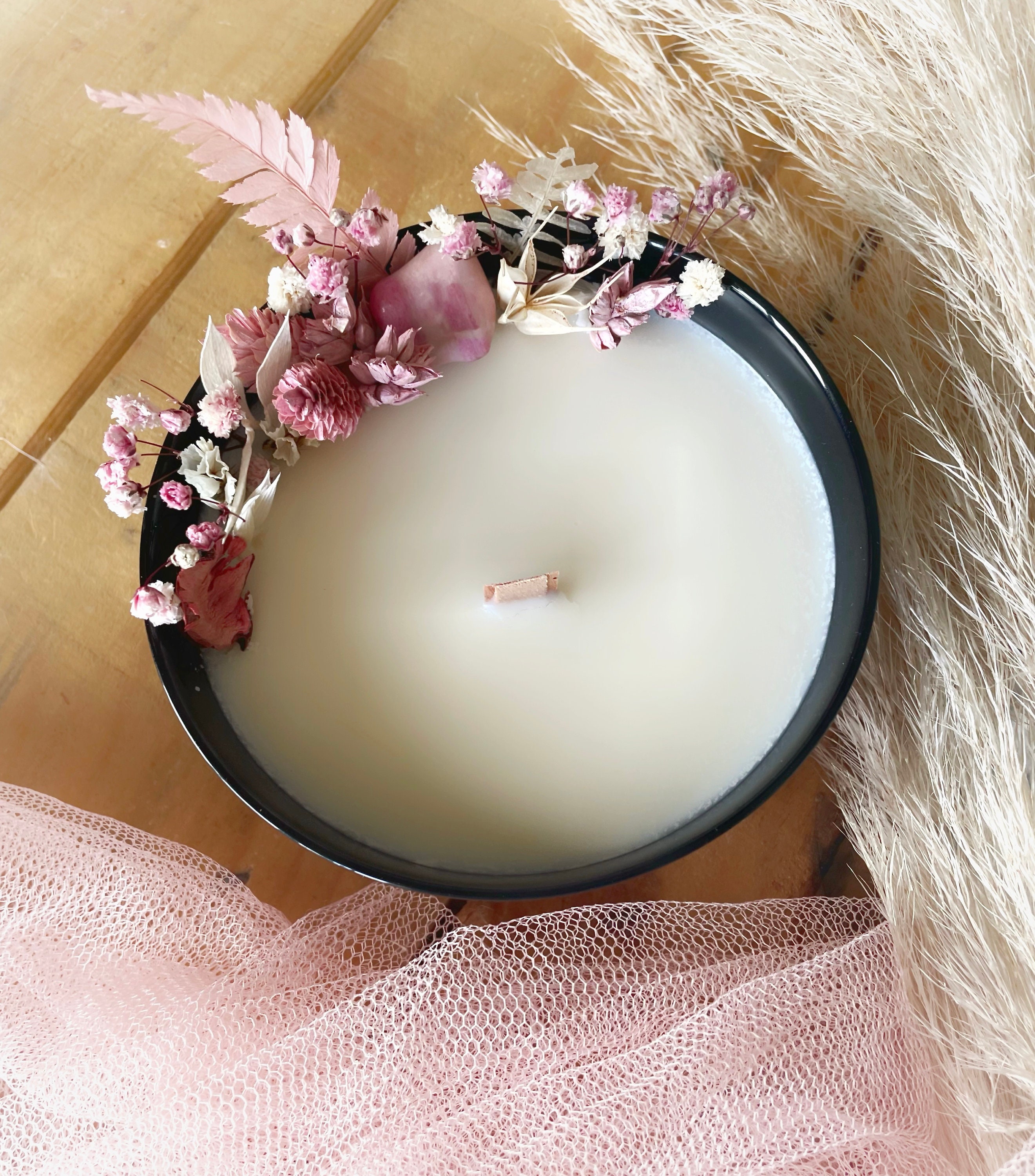 Bougie Fleur Séchée et Lithotherapie