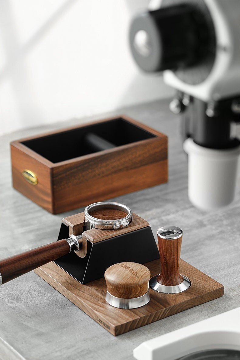 KitUp Espresso Knock Box and Tamp Station - Tamping Station with Tamp Stand  and Coffee Tamper Holder - Espresso Machine Accessories for Home Coffee