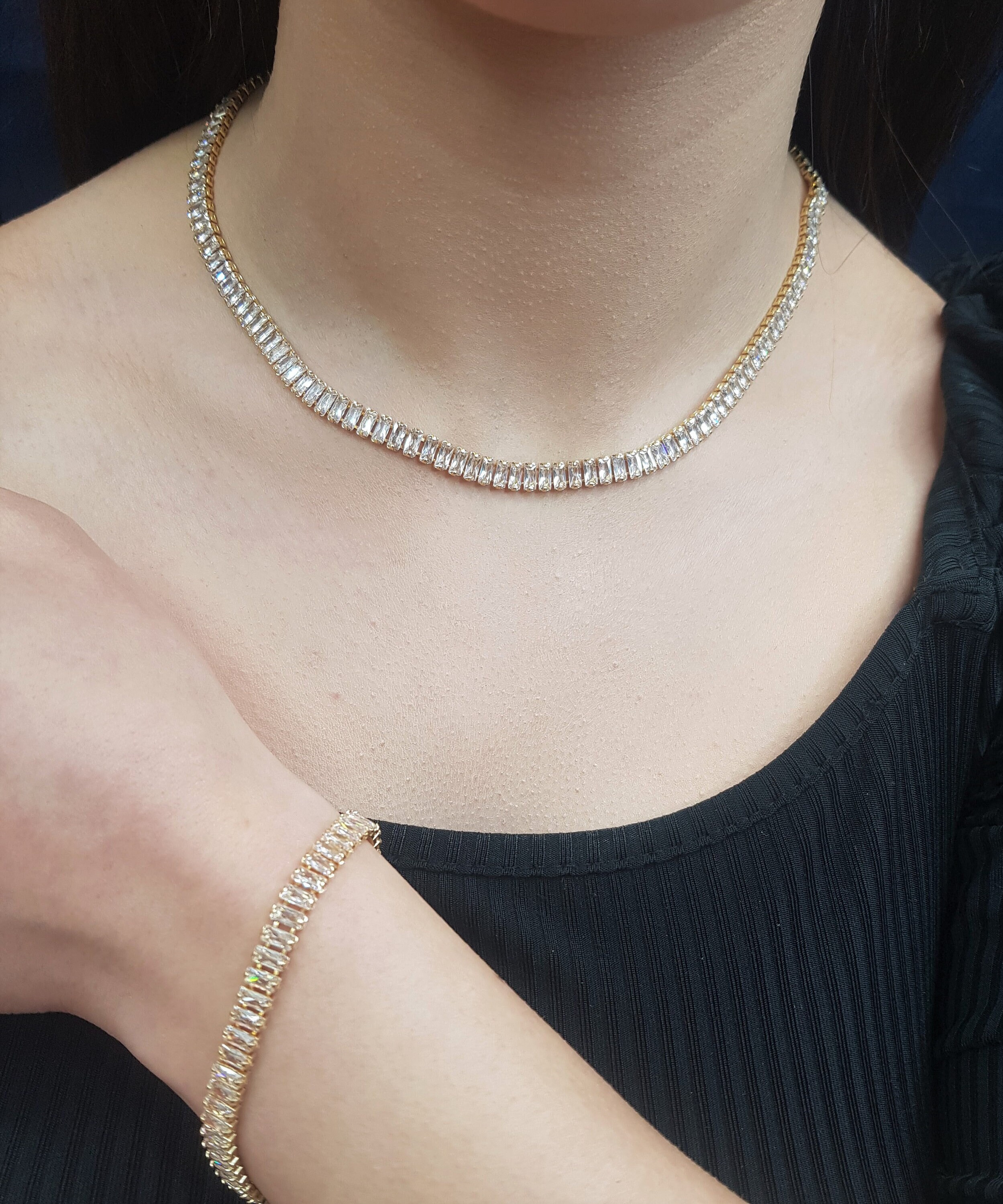 Baguette diamond hotsell tennis chain