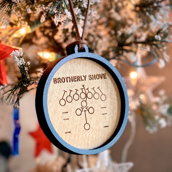 Brotherly Shove Ornament - Philadelphia Eagles Inspired - Tush Push - Philly Football - Unique Gift - Engraved Wood - Christmas ornament