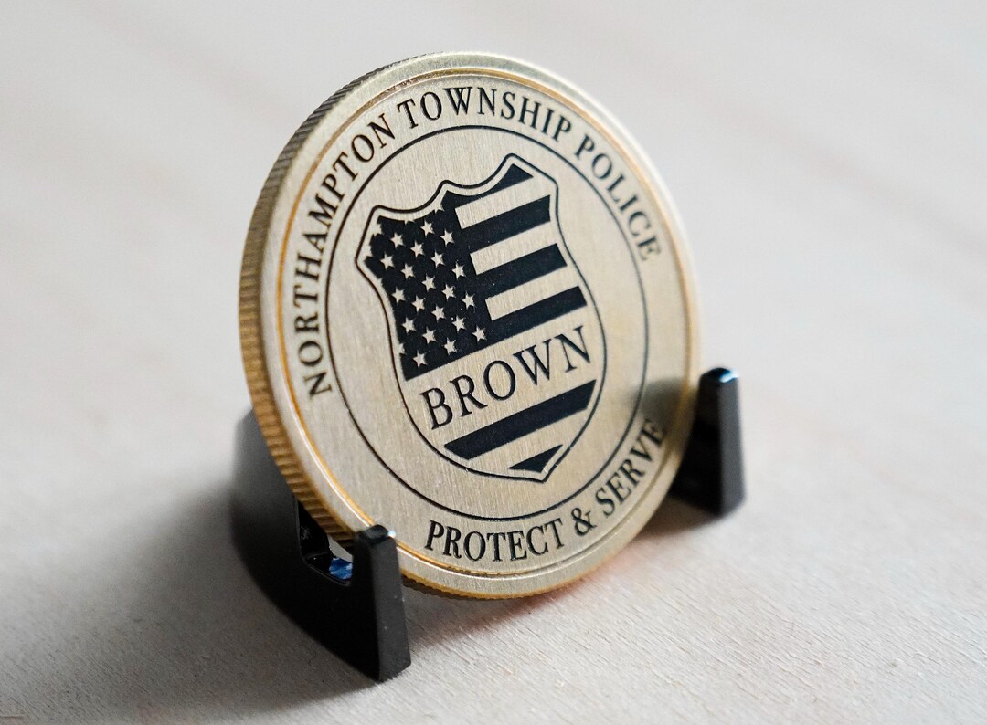 Custom Police Challenge Coin – Engraved Brass Keepsake With Badge -  Personalized Law Enforcement Gift, Protect & Serve Token, Thin Blue Line -  Etsy