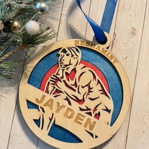 Personalized Wrestling Christmas Ornament, Custom engraved name