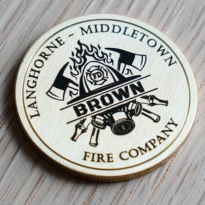 Personalized Firefighter Brass Coin – Custom Name & Fire Company Engraved Gift – 40mm Solid Brass Keepsake for Firemen and First Responders