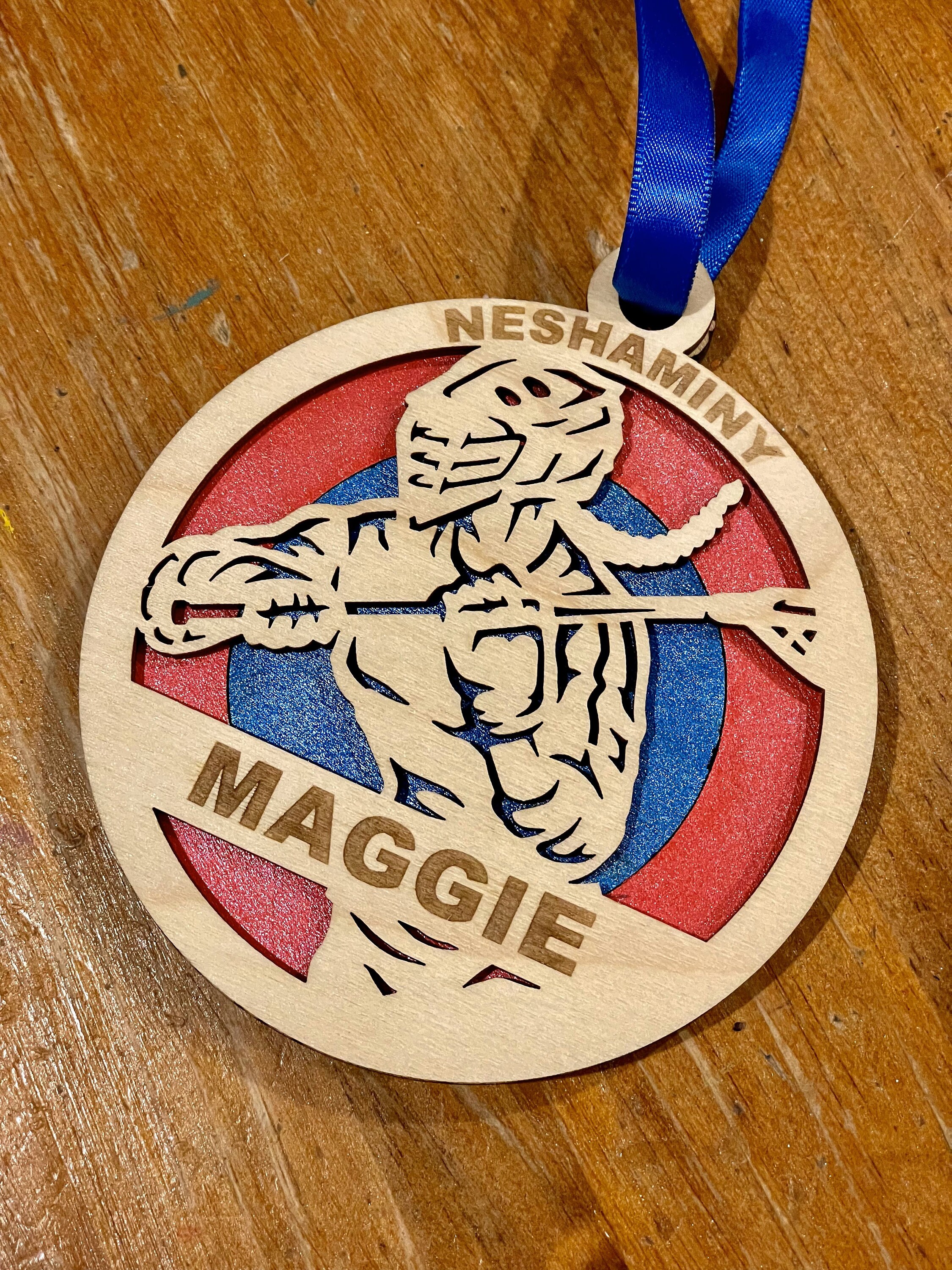Girls Lacrosse Christmas Ornament - Customized Lacrosse Ornament - Lacrosse Team Gift - Laser Engraved Wood Ornament with Name