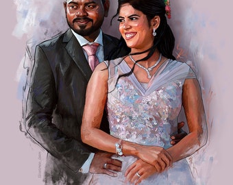 Wedding portrait, Custom Digital Portrait, Printable artwork, Perfect Gift, Portrait From Photo, Couple Portrait, Family Portrait,
