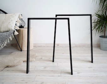 Narrow Iron Industrial Table Leg To A 2pcs Black