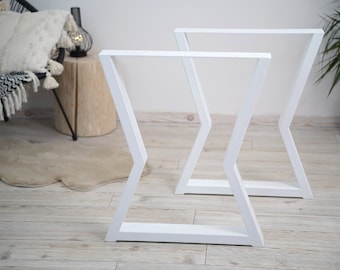 Robust Iron Table Industrial Base Leg Hourglass 2pcs White