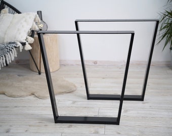 Narrow Trapezoidal Iron Industrial Table Leg 2pcs black