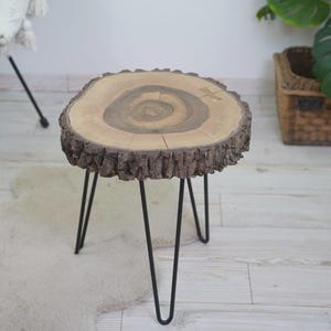 Mesa de centro de madera de nogal natural de 42 cm hecha a mano