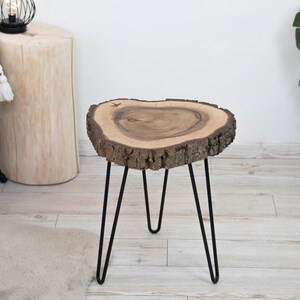 Mesa de centro de madera de nogal natural de 42 cm hecha a mano