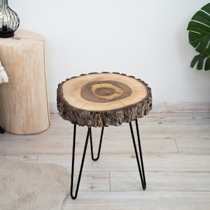 Mesa de centro de madera de nogal natural de 43 cm hecha a mano