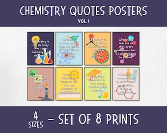 Chemistry Quotes Classroom Posters & Flashcards, STEM Homeschool Decorations, Science Bulletin Board, Chemistry Teacher Gifts