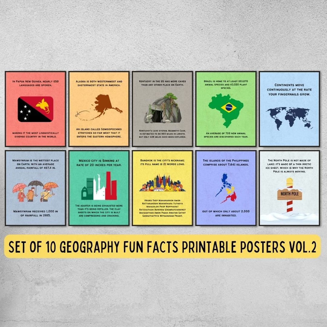 10 Geography Fun Facts Poster Printable Social Studies Etsy UK 10 Geography Fun Facts Poster Printable Social Studies Etsy UK