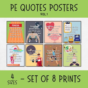Decorações de quadro de avisos de educação física, decoração esportiva para sala de aula, pôsteres de citações motivacionais sobre condicionamento físico, presente para professor de educação física