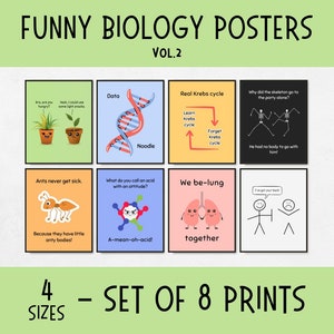 Funny Biology Posters for Classroom Decor, popular science posters, biology laboratory decor, biology flashcards, biology teacher gifts