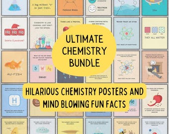 Bundle of Chemistry Posters & Flashcards, STEM Homeschool Decoration, Science Bulletin Board, Laboratory Decor, Chemistry Teacher Gifts
