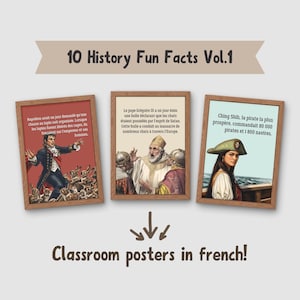 10 pôsteres de sala de aula com curiosidades históricas em francês, decoração de sala de aula de estudos sociais, presente para professor de história, affiche salle de classe