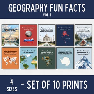 Geography Fun Facts Classroom Posters, social studies classroom decor, geography homeschool decorations, world geography teacher gifts