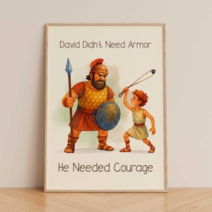 David and Goliath classroom decor, motivational poster for kids, middle school decor, christian wall poster printable, sunday school prints