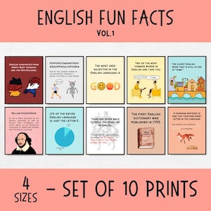 10 englischsprachige lustige Fakten Poster zum ausdrucken, für Klassenzimmer, schwarzes Brett, Schuldekor, lustige Lernposter
