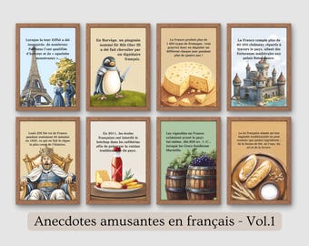 French fun facts posters in french, french class posters, educational classroom decor, middle and high school decor, french teacher gift