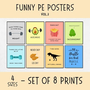 Funny Physical Education Classroom Posters, physical education office decor, high school physical education decor, PE teacher gifts