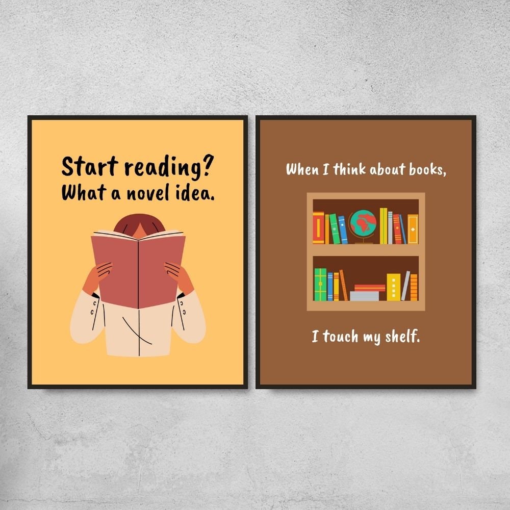 Set of 8 Funny Literary Arts Printable Posters Book Lover Etsy