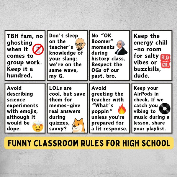 Funny Rules for Teachers Etsy