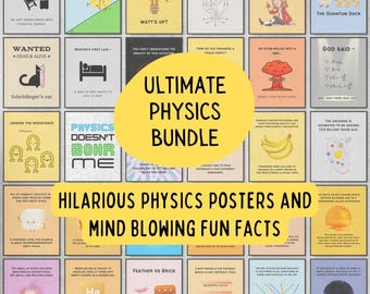 Bundle of Physics Classroom Posters, STEM Bulletin Board Display, Homeschool Science Decor, Physics Party Decorations, Physics Teachers Gift