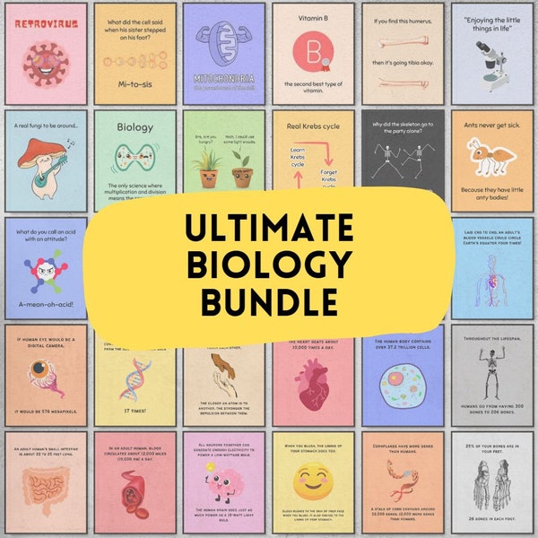 ultimative Biologie Klassenzimmer Dekor Bündel, Wissenschaftsklasse Dekor für Mittel- und Oberstufe, Biologie Lehrer Wand Kunst Geschenke, Labor Poster Set