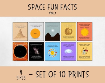 Satz von 10 Weltraum lustige Fakten druckbare Poster, Wissenschaft Klassenzimmer Dekor für Mittel- und Oberstufe, Astrophysik Lernposter